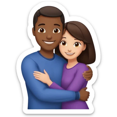 Black man hug brunette woman sticker