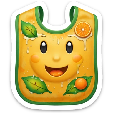 Yellow bib with food stains sticker