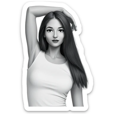 monochrome portrait of girl sticker