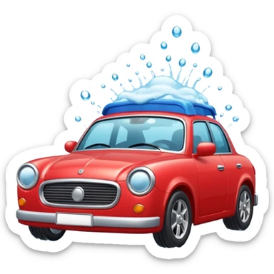 car wash scene with water and foam on car sticker
