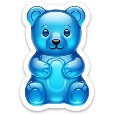A neon blue gummy bear sticker