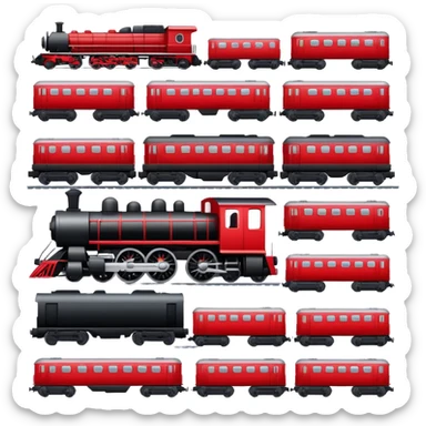 train with locomotive and cars on tracks sticker