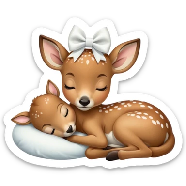 fawn with a white bow sleepy sticker
