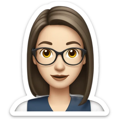 English teacher, white brunette girl with iPad sticker