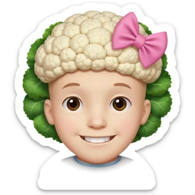 Cauliflower boy with a pink bow  sticker
