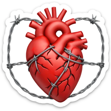 anatomical heart wrapped in barbed wire sticker