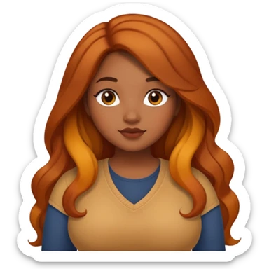 Curvy pretty brown girl with long hair, wearing fall colors sticker