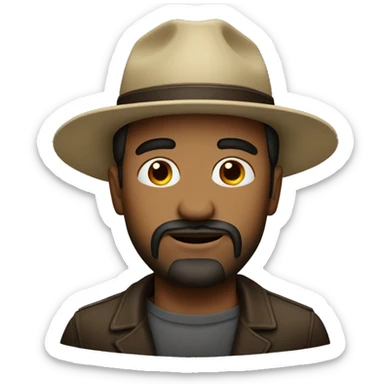 American man with a dark goatee and a hat that says “backwoods” sticker