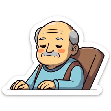 elderly grandfather in peaceful rest with stars sticker
