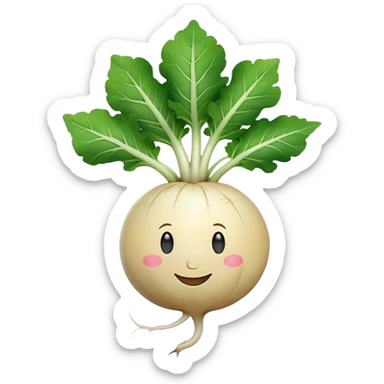 white turnip with smiling face and leafy stalk sticker