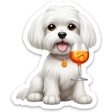 maltese dog with a Aperol spritz  sticker