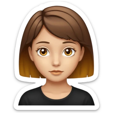 A young girl with short brown hair, her eyes should be hazel, her skin should look gold sticker