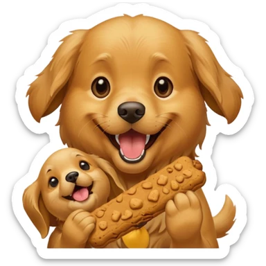 dog biting dog treat sticker