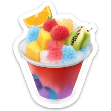 Shaved Ice Fresh Fruit pieces in cup sticker