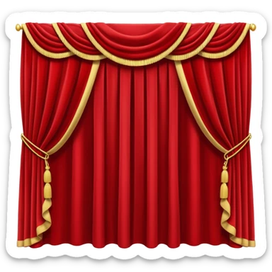 Simple, opened red curtains black background  sticker