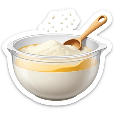 Mixing bowl plastic with flour sticker