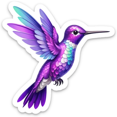 hummingbird white and purple sticker