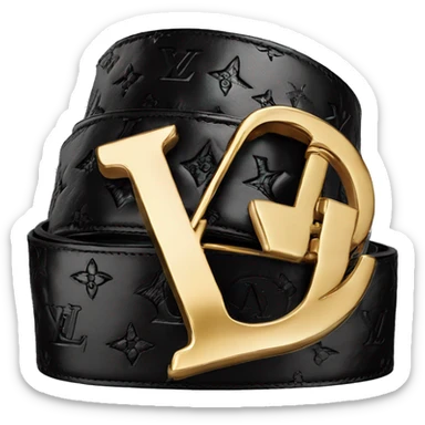 Luxury Black Louis hVuitton belt with Gold buckle sticker