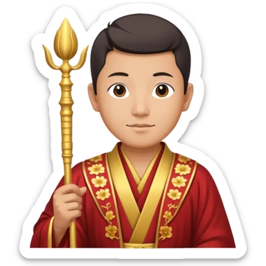 asian man, scepter, buddhism, lotus sticker