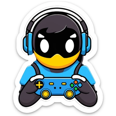 gaming mascot with a game controller and gaming headset sticker