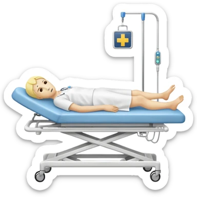 pessoa com a febre levemente amarela deitada em uma maca de hospital sticker