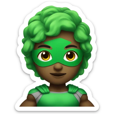 cute mini superhero with green clothes sayin hello sticker