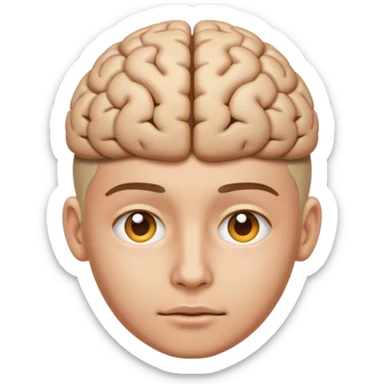 person with their brain outside of their head, looking interested, emoji style sticker