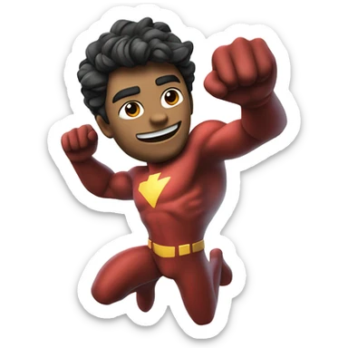 hombre disfrazado de superheroe volando estilo Pixar 3D sticker