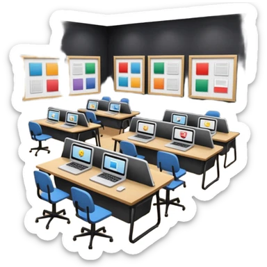 Birdseye view of large study space with students working separately sticker