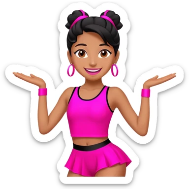 "A dancer in neon pink and black outfit with a smile and a look of surprise." sticker