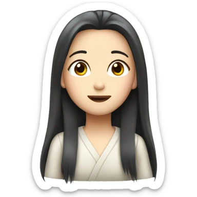 Long hair Japanese girl on airplane  sticker