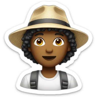 Bold young man with bucket square hat sticker