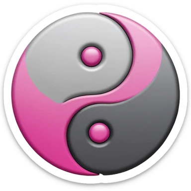 Yin Yang grey and light magenta  sticker