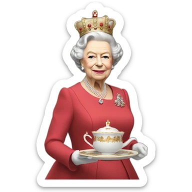 Queen elizabeth serving tea sticker