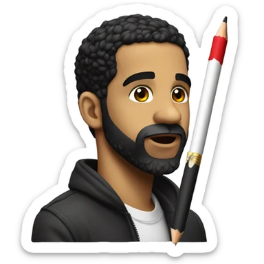 Drake has a big pencil sticker