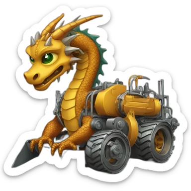 Dragon  Engineering machine  Draw a dragon by an engineering machine sticker