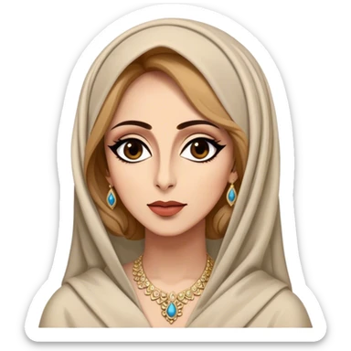 Cinematic Realistic Fairuz Portrait Emoji, depicted as an iconic Lebanese singer with graceful soulful expression and elegant attire, rendered with lifelike textures and warm radiant lighting that captures her timeless musical allure. sticker