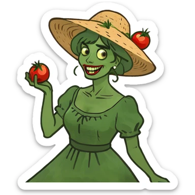 Mad lady throwing tomatoes  sticker