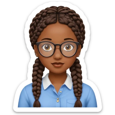 a pretty black girl with pretty braids and glasses  sticker