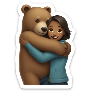 Bear with girl hug  sticker