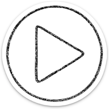 hand drawn outlined play button icon, playful sketchy look, uneven outline sticker