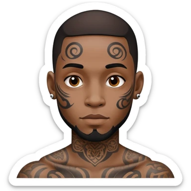 Black guy with face tattoos sticker