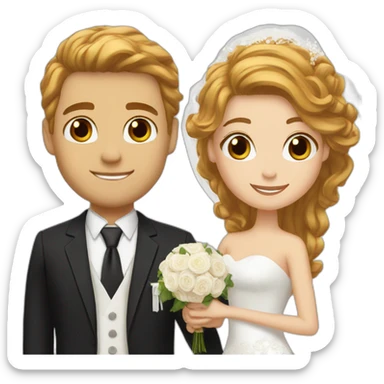 Bride blonde hair brown eyes and husband red hair brown eyes sticker