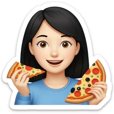 eating food well baby with happy face black hair young girl sticker