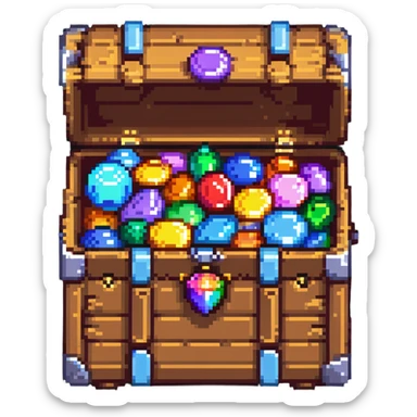 Premium treasure chest overflowing with pixel gems and special member flag sticker