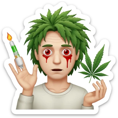 gang dealer man drugged white with cannabis on a hand sticker