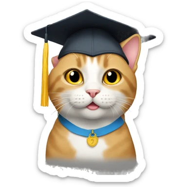 cat graduating sticker