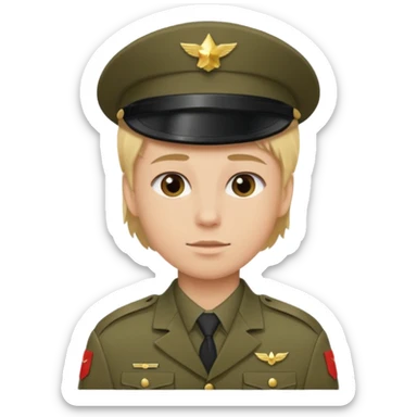 soldier with blonde hair no hats sticker