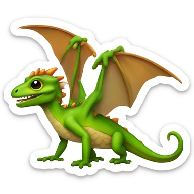 a gecko as a battle dragon with wings sticker