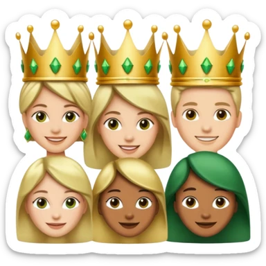 Several people with a crown that unites them with golden and green colours sticker